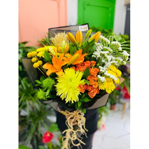 Orange Ağırlıklı İthal Büyük Boy Buket